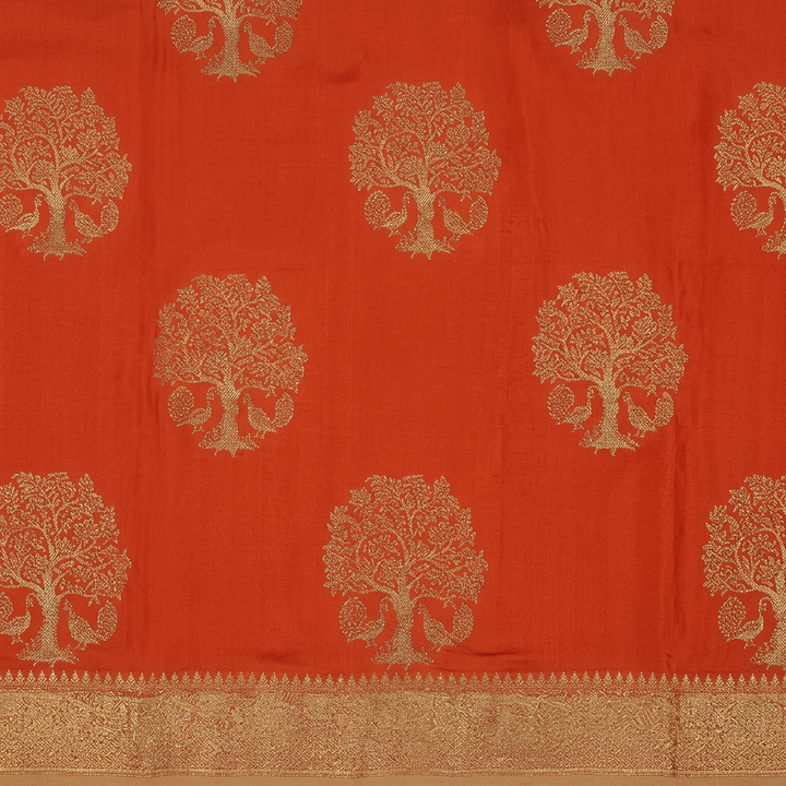 KUBERAN ORANGE WITH BEIGE KHADDI GEORGETTE SAREE