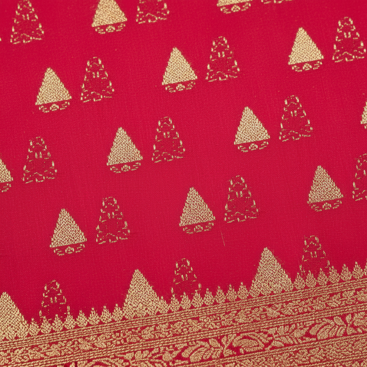 KUBERAN PINK GEORGETTE SEMI BANARASI SILK SAREE