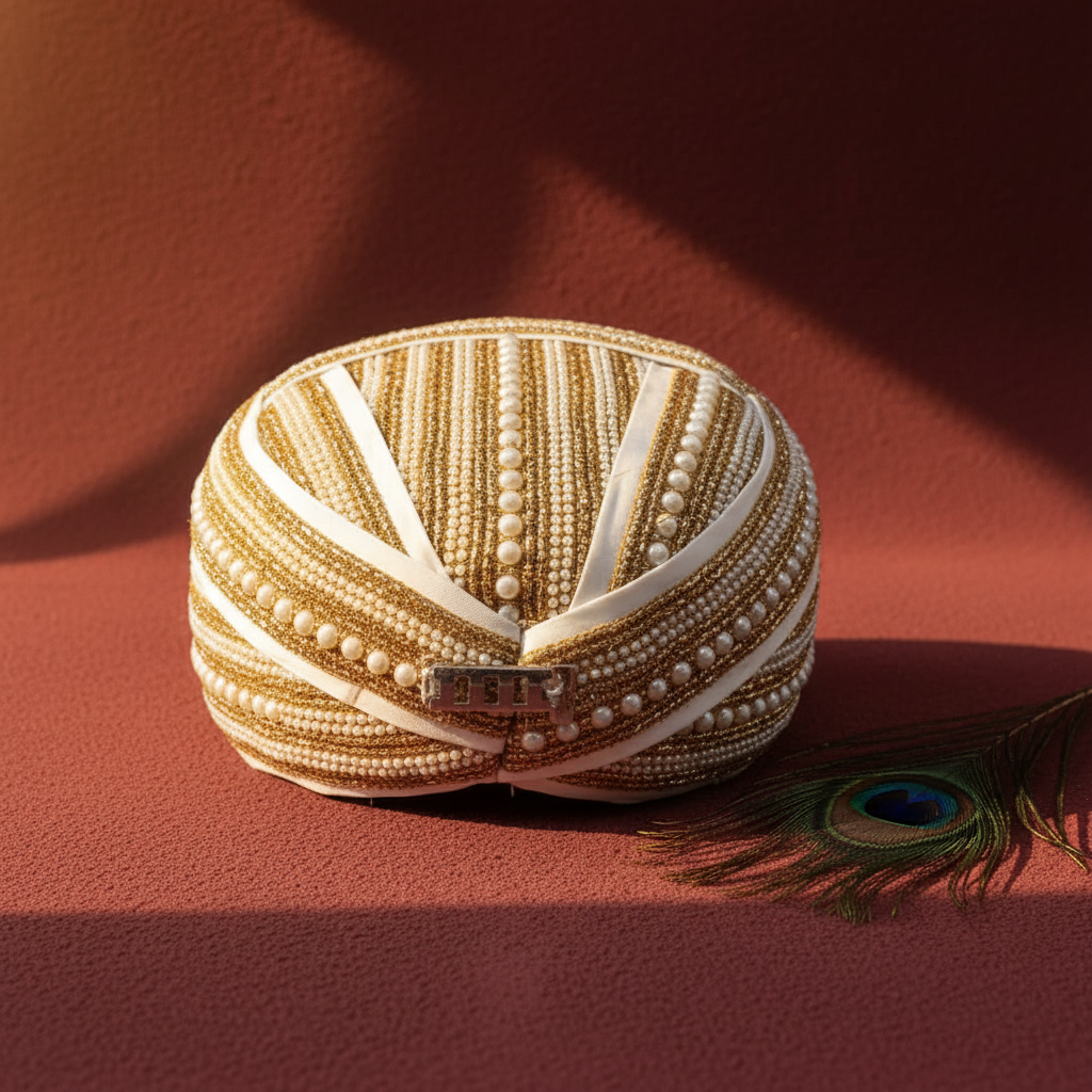 Kuberan Mysore Peta with Lustrous Pearl Design