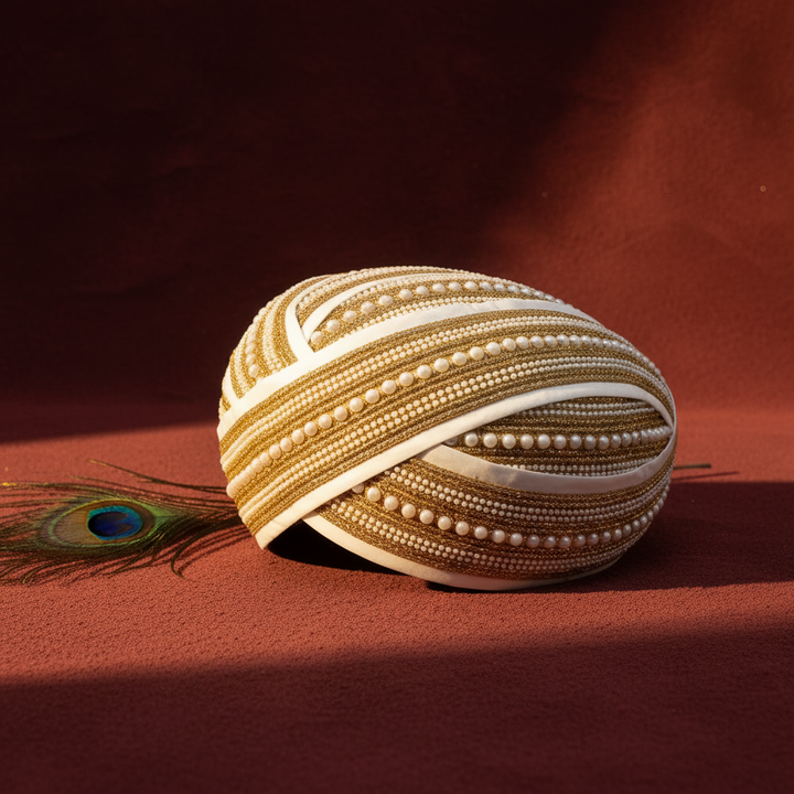 Kuberan Mysore Peta with Lustrous Pearl Design