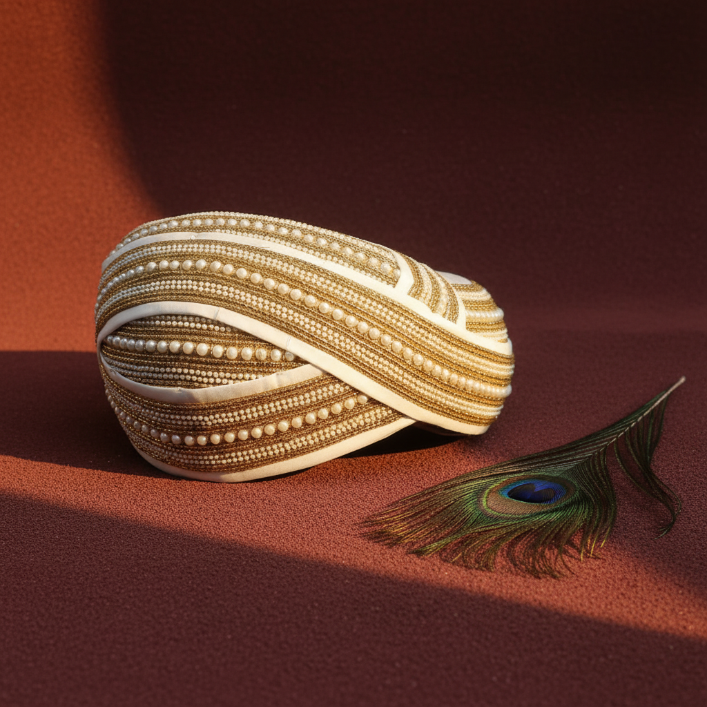 Kuberan Mysore Peta with Lustrous Pearl Design