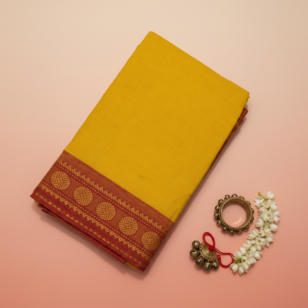 KUBERAN YELLOW COTTON DANCE PRACTICE SAREE