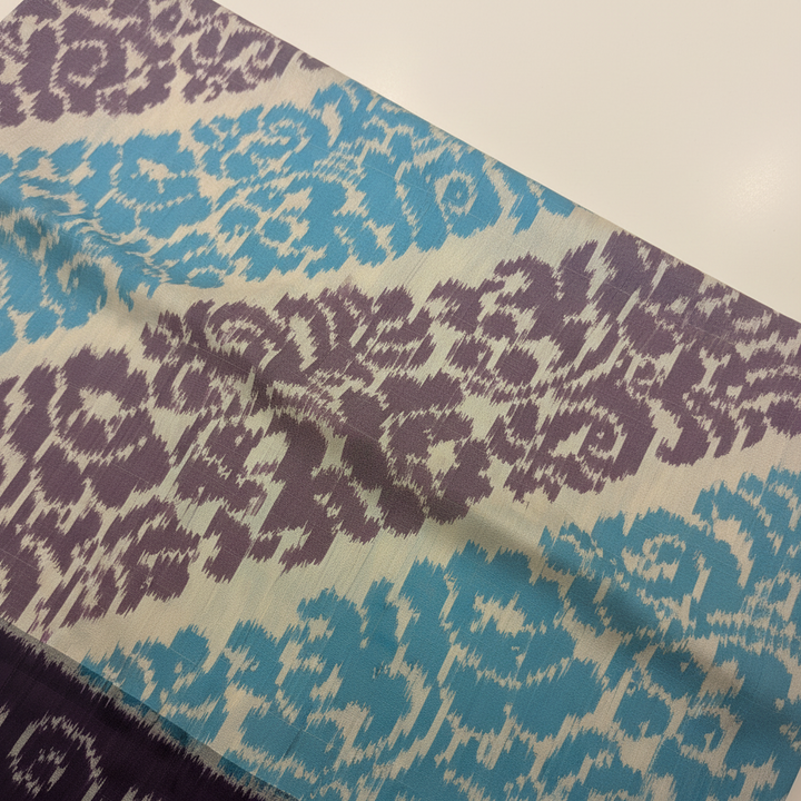 KUBERAN WHITE PURPLE POCHAMPALLY SILK SAREE