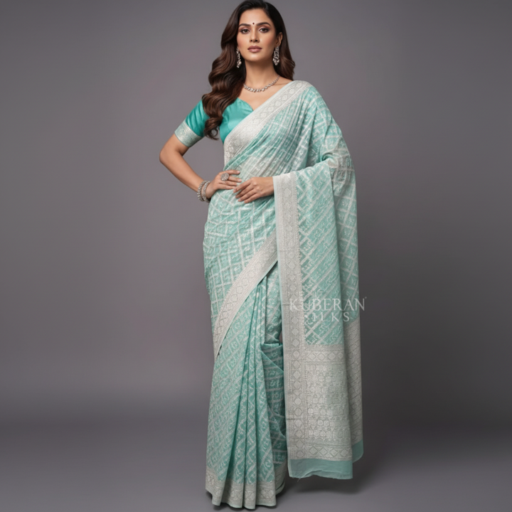 Turquoise Banarasi Saree 2000x2000
