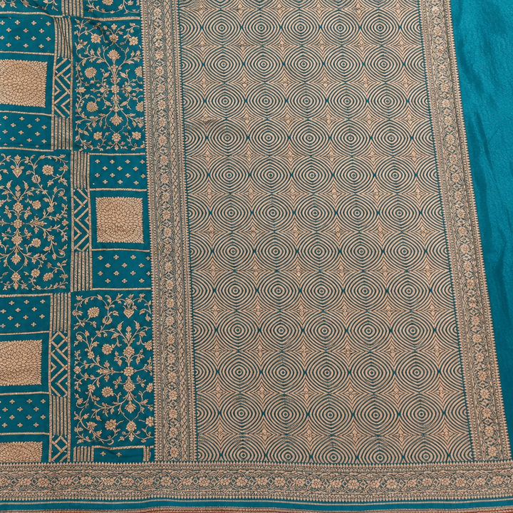 KUBERAN TURQUOISE PURE KHADDI GEORGETTE  SAREE