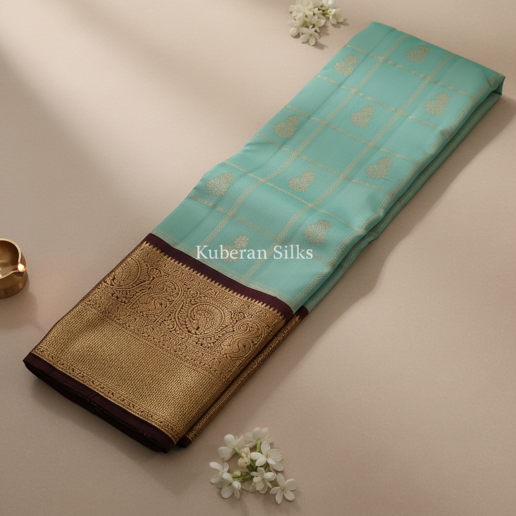 Kuberan Turquoise Kanchipuram Silk Saree