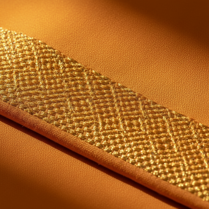 Kuberan Saffron Orange with Gold Border Mix Silk Dhoti