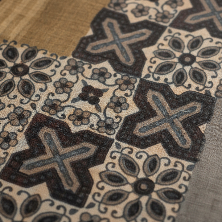 KUBERAN BROWN PRINTED COTTON SAREE