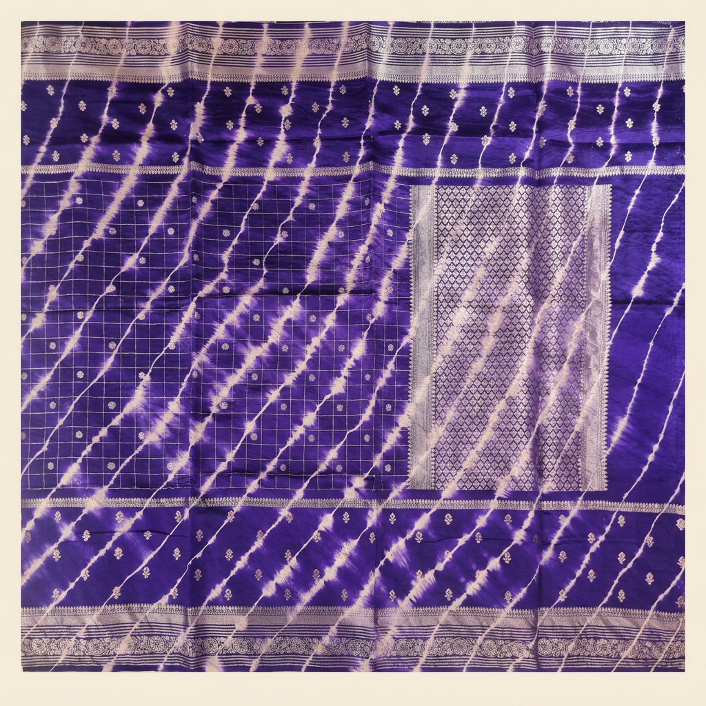 KUBERAN PURPLE LEHERIYA SHIBORI PURE SILK SAREE