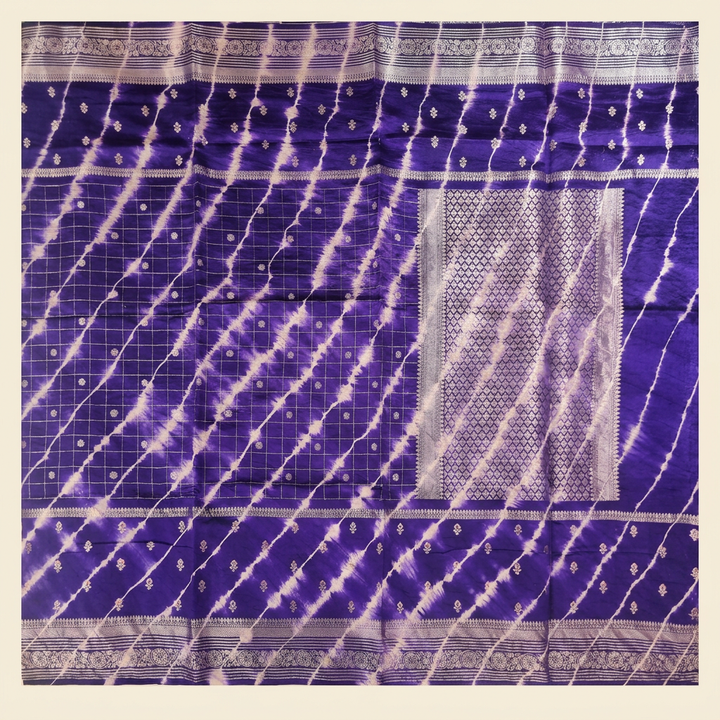 KUBERAN PURPLE LEHERIYA SHIBORI PURE SILK SAREE