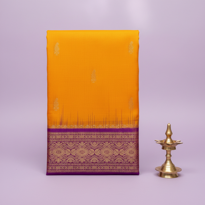 KUBERAN MANGO YELLOW PURE SILK DANCE SAREE