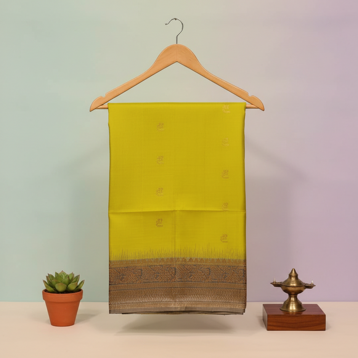 KUBERAN PARROT GREEN SOFT SILK SAREE