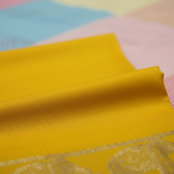 KUBERAN YELLOW AIRAVAT BORDER PURE CREPE SAREE