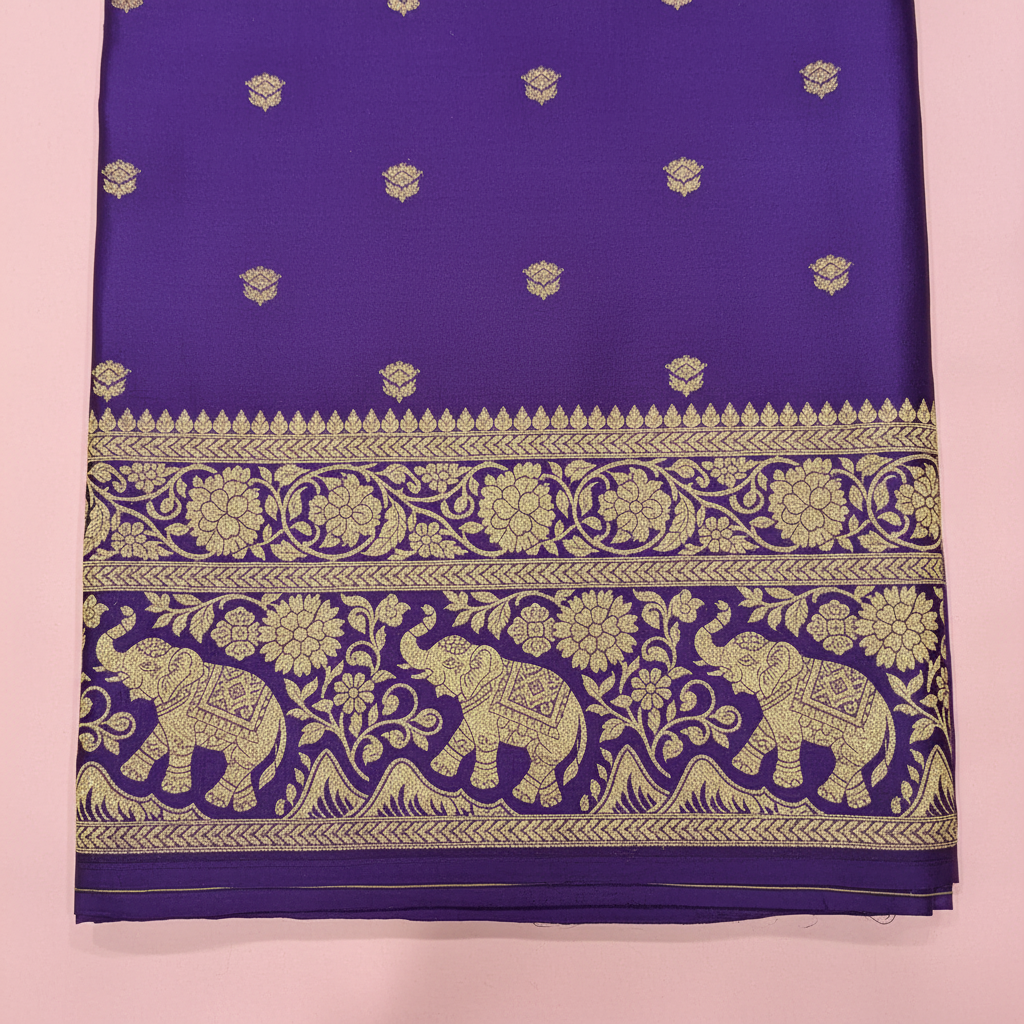KUBERAN PURPLE MASHRU SEMI BANARASI SILK SAREE