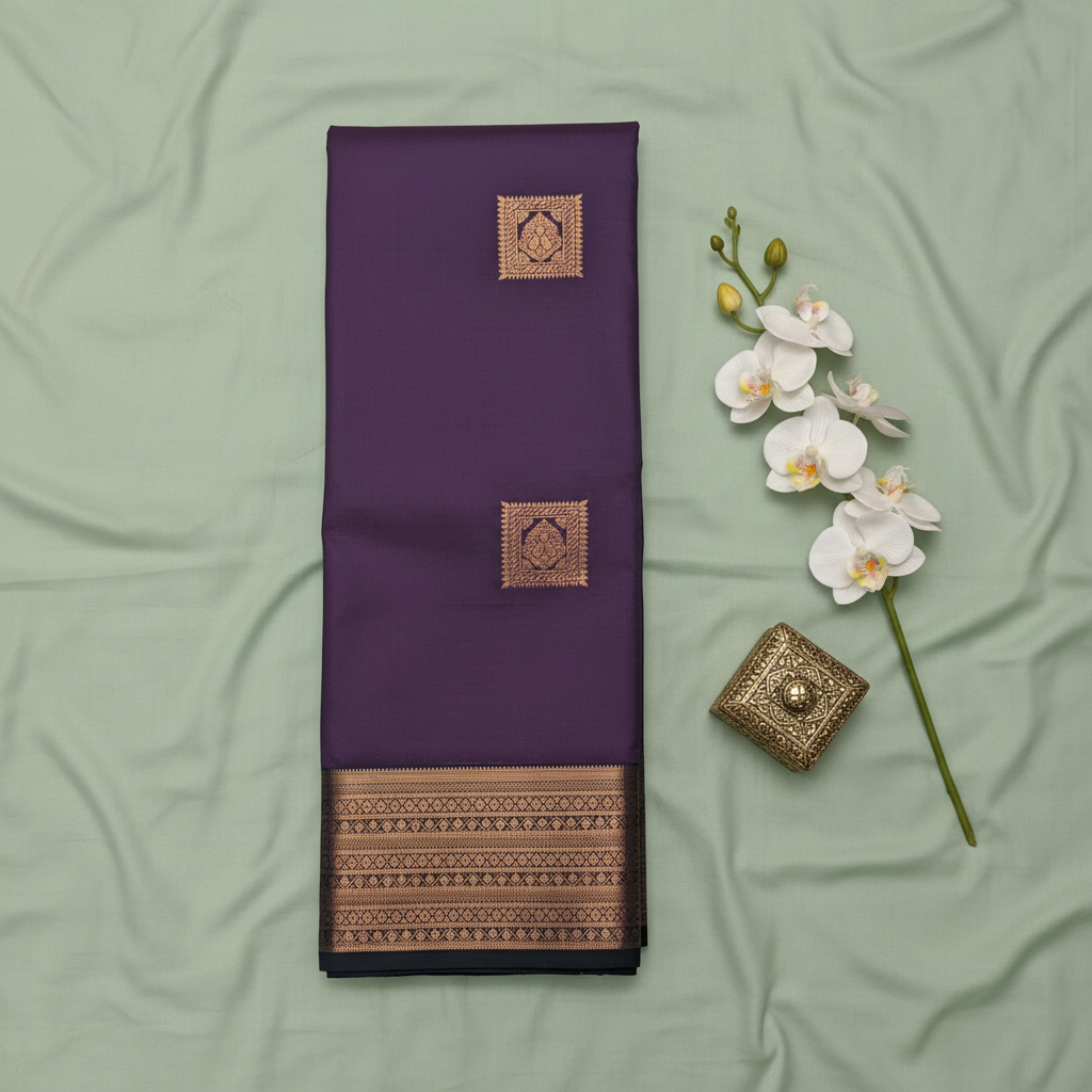 KUBERAN PURPLE SEMI SILK SAREE