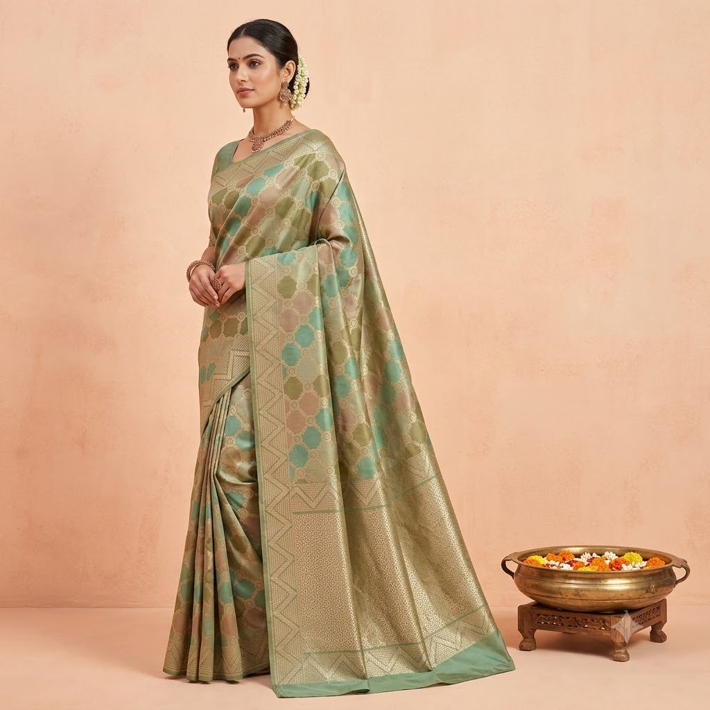 KUBERAN GREEN PURE BANARASI HANDLOOM SAREE