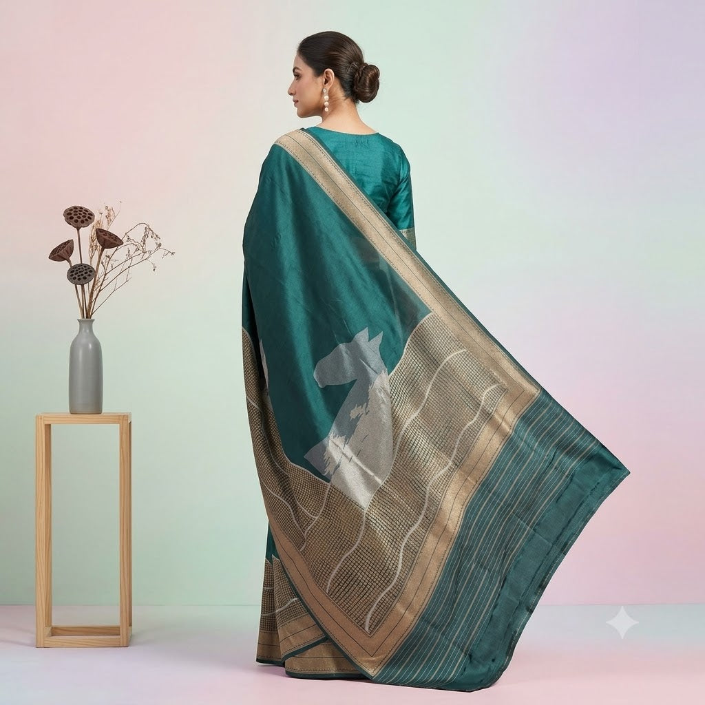 KUBERAN GREEN PURE BANARASI HANDLOOM SAREE