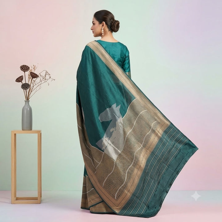 KUBERAN GREEN PURE BANARASI HANDLOOM SAREE
