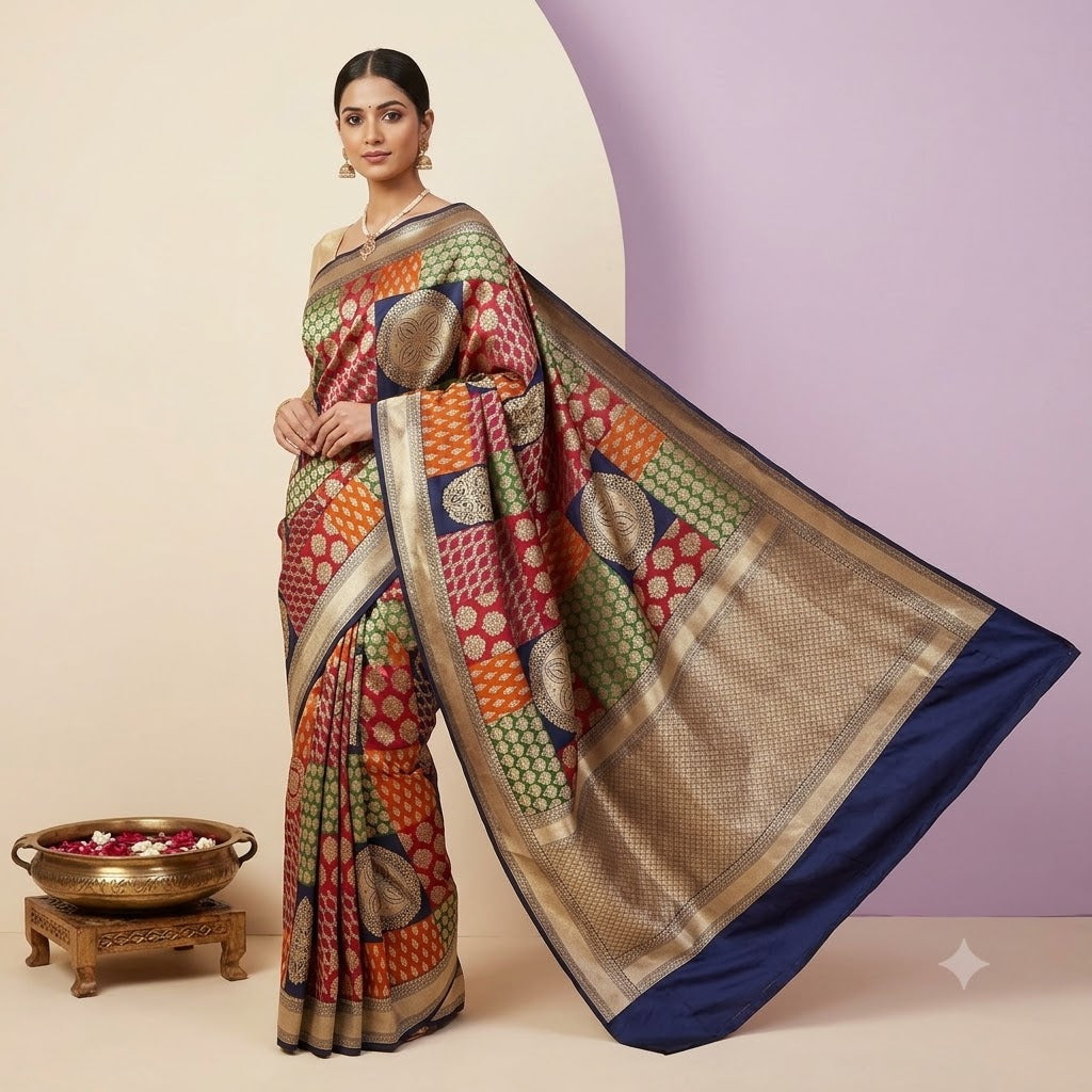 KUBERAN INK BLUE PURE BANARASI HANDLOOM SAREE
