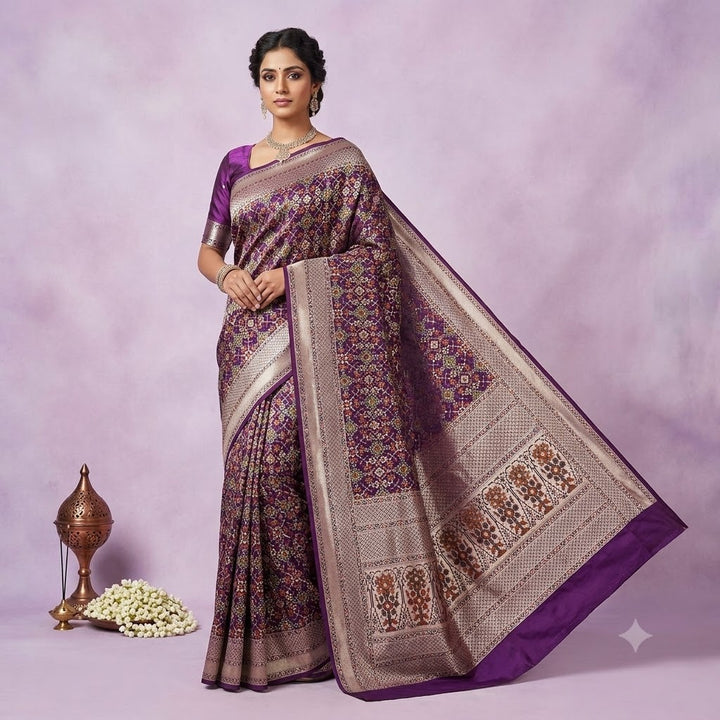 KUBERAN PURPLE PURE BANARASI HANDLOOM SAREE