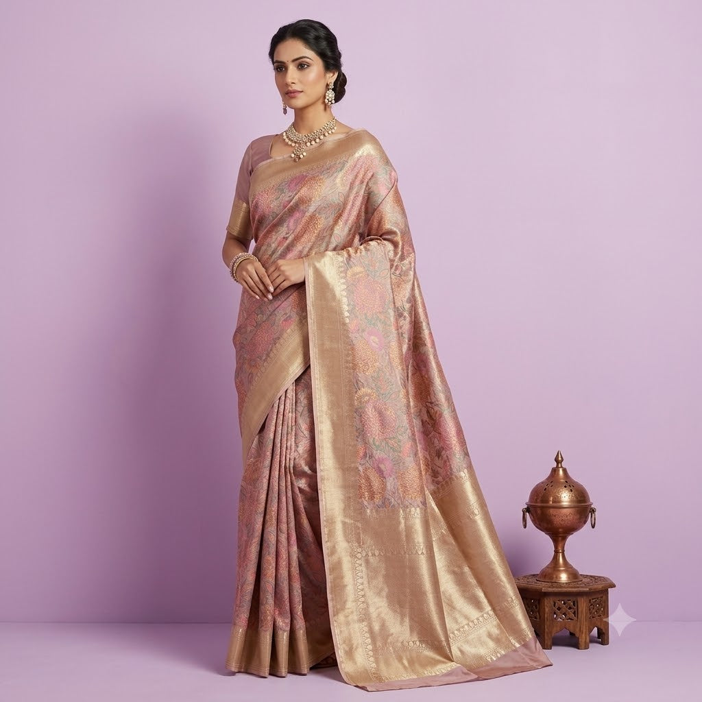 KUBERAN LAVENDER PINK PURE BANARASI HANDLOOM SAREE