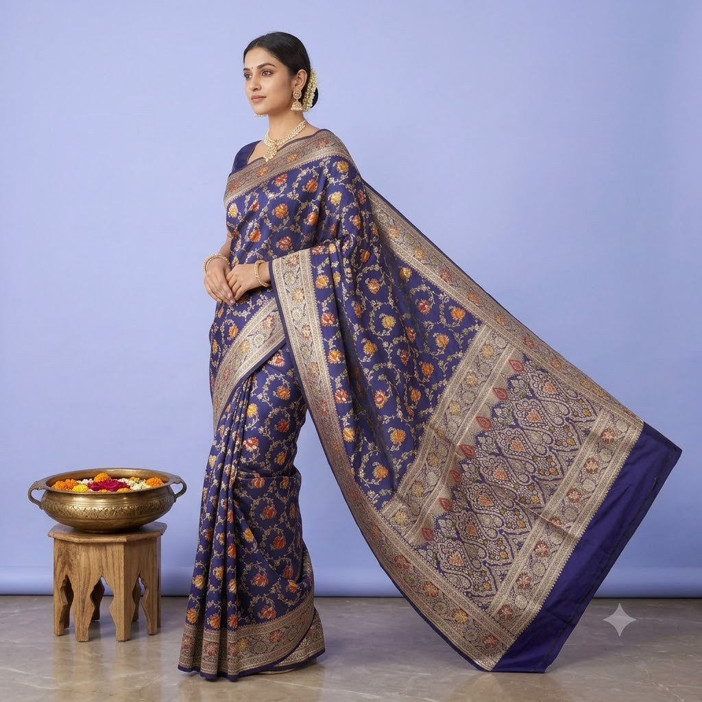 KUBERAN BLUE PURE BANARASI HANDLOOM SAREE