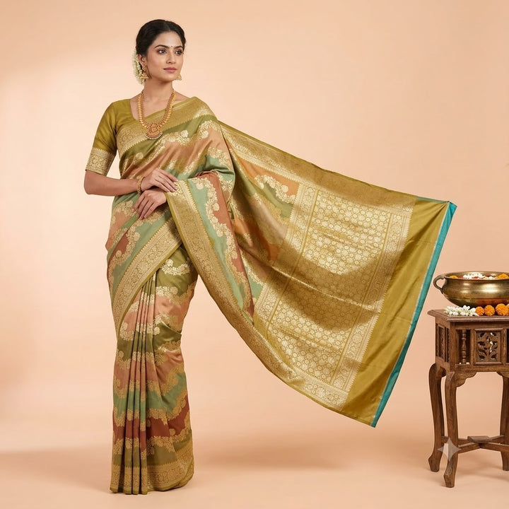 KUBERAN GREEN PURE BANARASI HANDLOOM SAREE