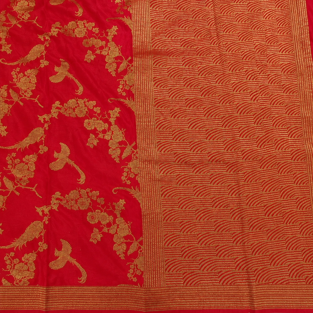 KUBERAN RED PURE KHADDI GEORGETTE  SAREE