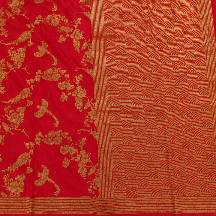 KUBERAN RED PURE KHADDI GEORGETTE  SAREE