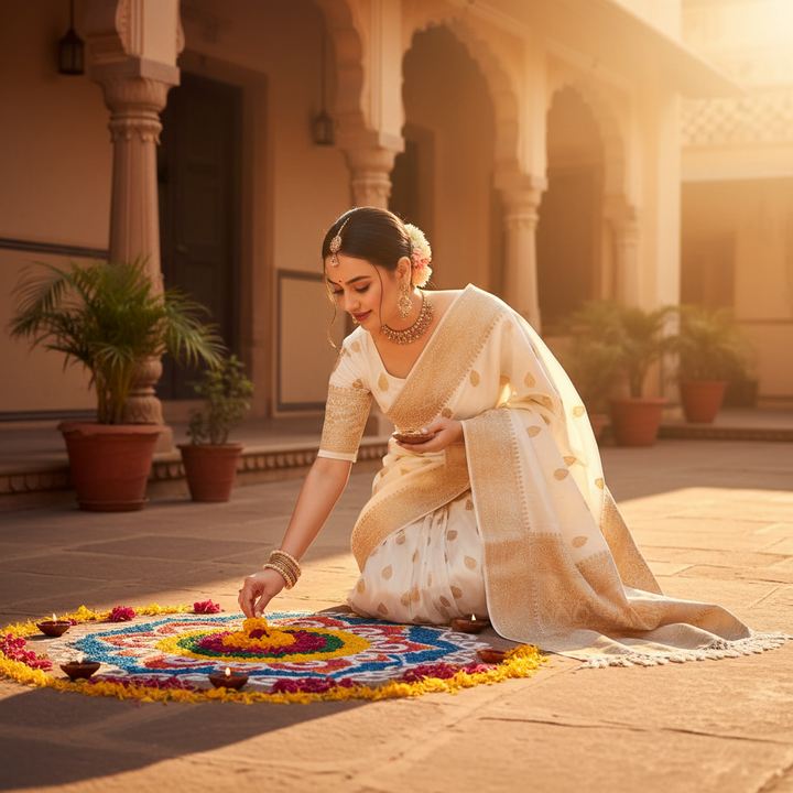 kuberan white Half Saree