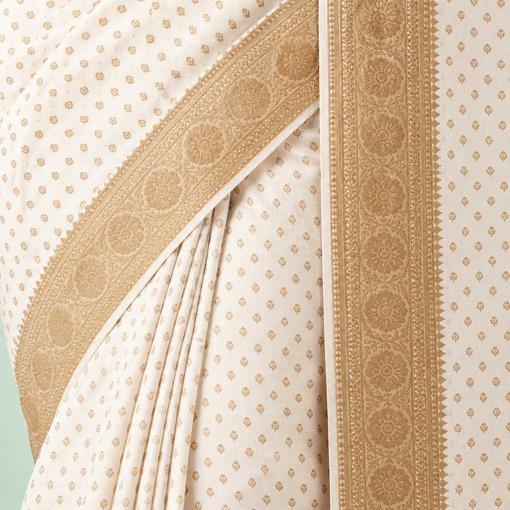 KUBERAN WHITE PURE GEORGETTE SAREE
