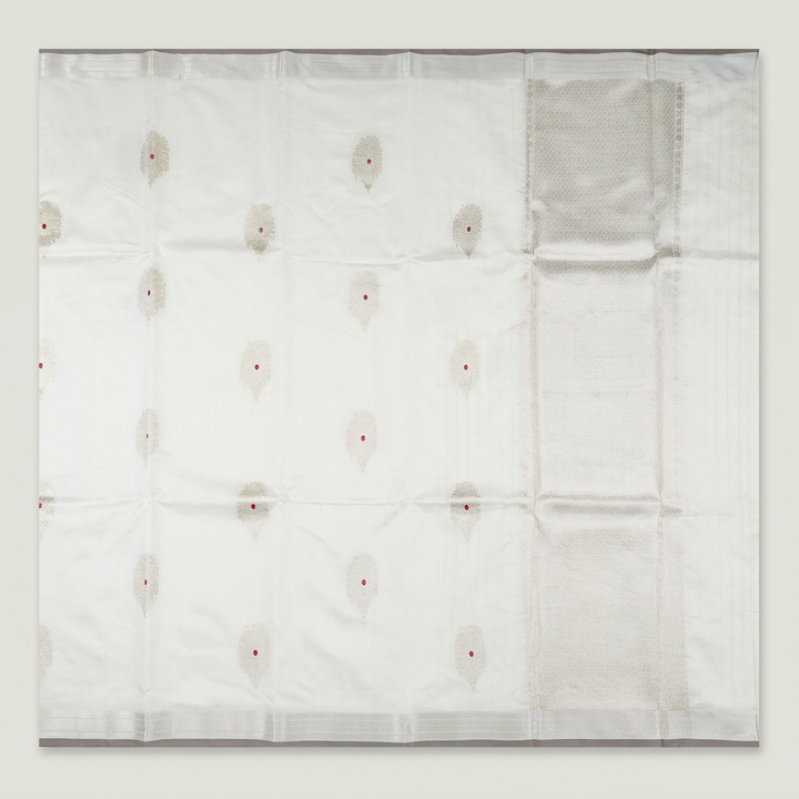 Kuberan White Pure Banarasi Silk Saree