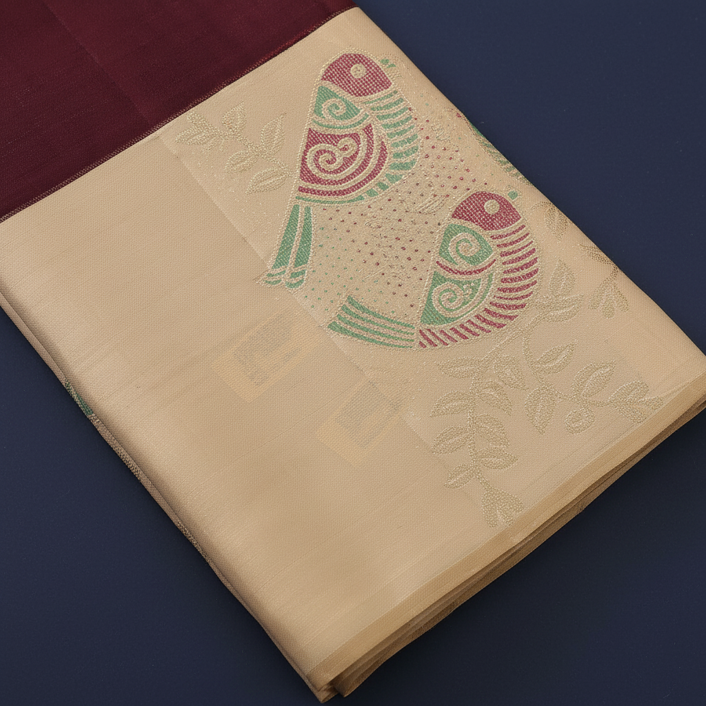 Kuberan Deep Wine Maroon Kanchipuram Silk Saree