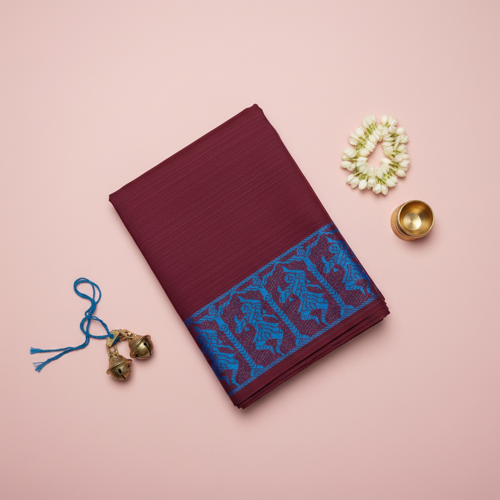 KUBERAN MAROON COTTON DANCE PRACTICE SAREE