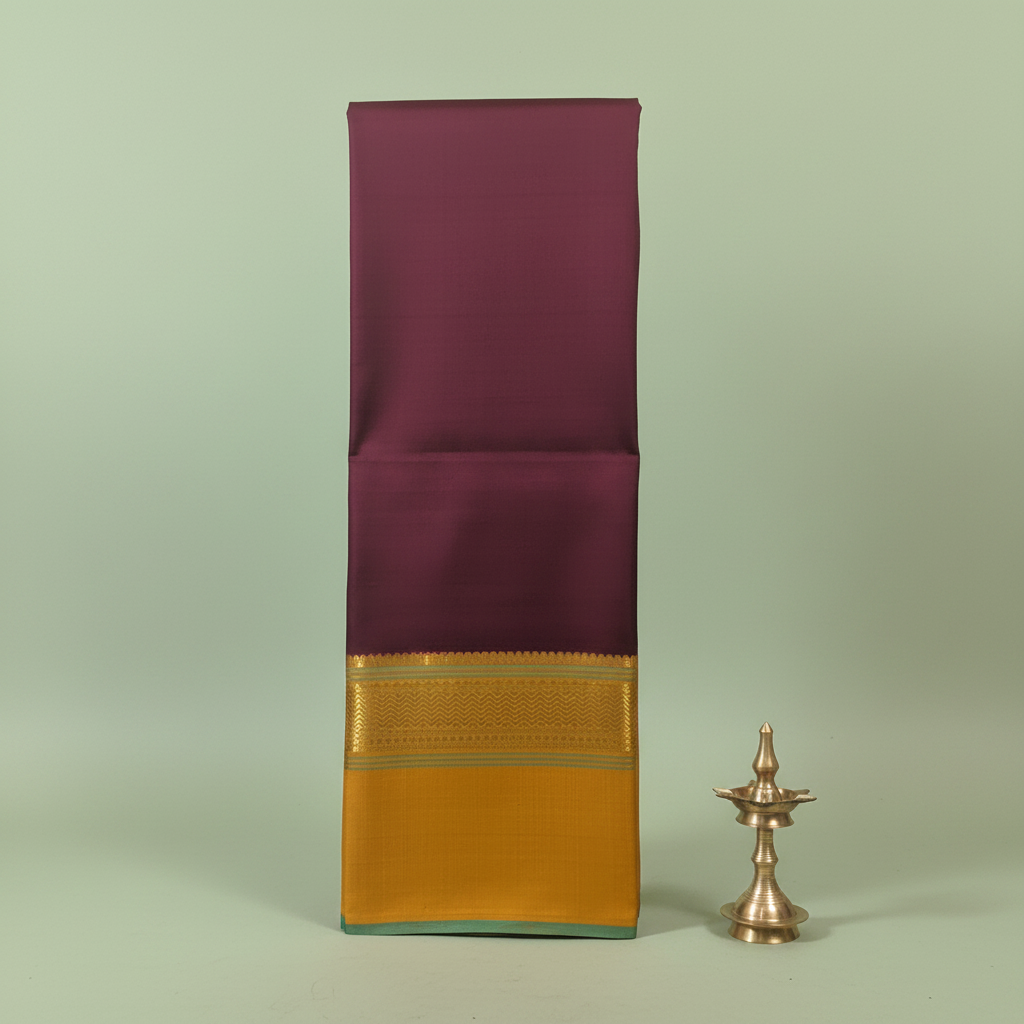 KUBERAN PURPLE WITH YELLOW PURE KANCHIPURAM SILK SAREE