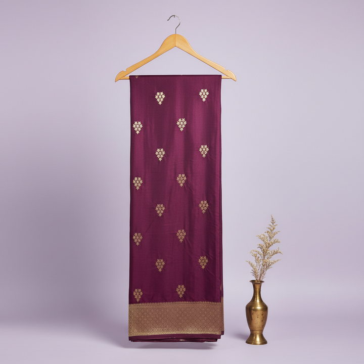KUBERAN PURPLE GEORGETTE SEMI BANARASI SILK SAREE