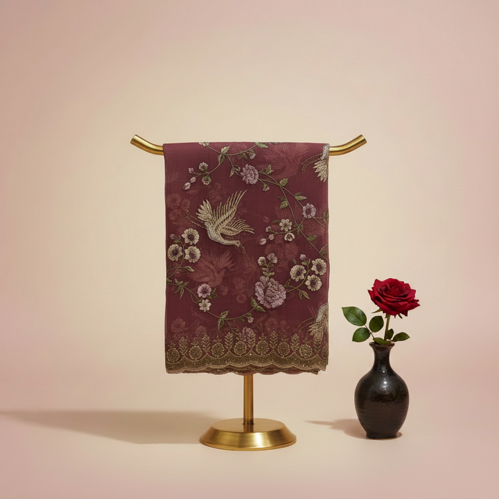 KUBERAN DUSTY ROSE ORGANZA SAREE