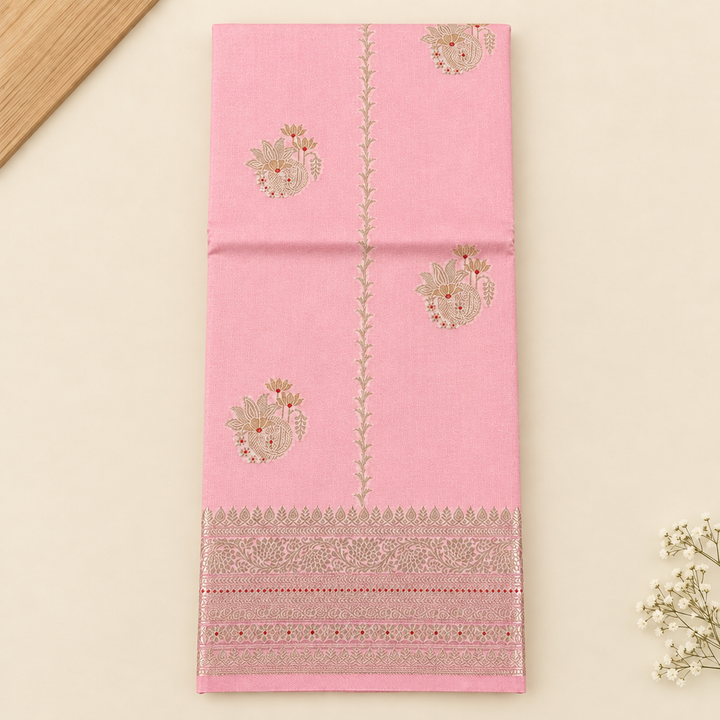KUBERAN BABY PINK PURE TUSSAR SILK SAREE