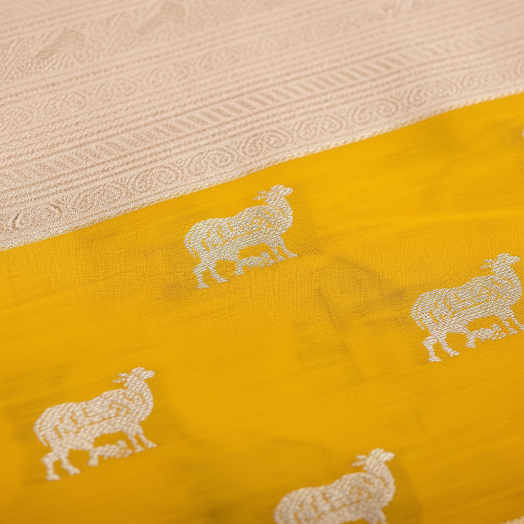 KUBERAN OFF WHITE MYSORE SILK CREPE SAREE