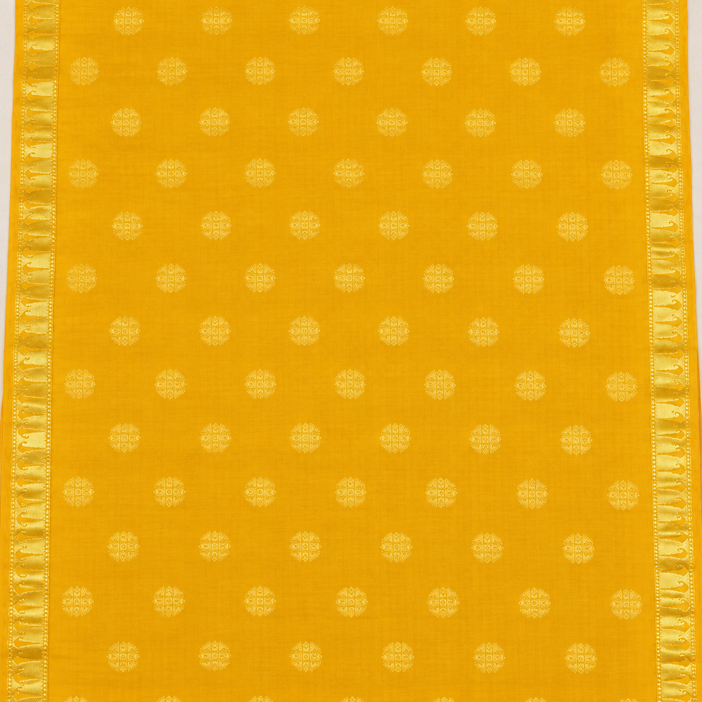 Kuberan Golden Yellow and Pink Pure Silk Dress Material with Geometric Motifs