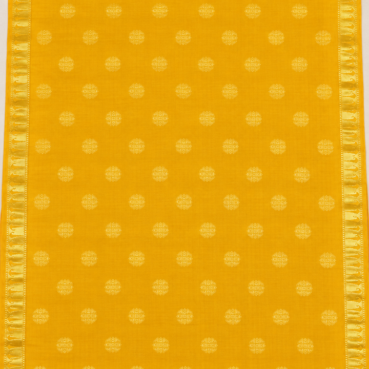 Kuberan Golden Yellow and Pink Pure Silk Dress Material with Geometric Motifs
