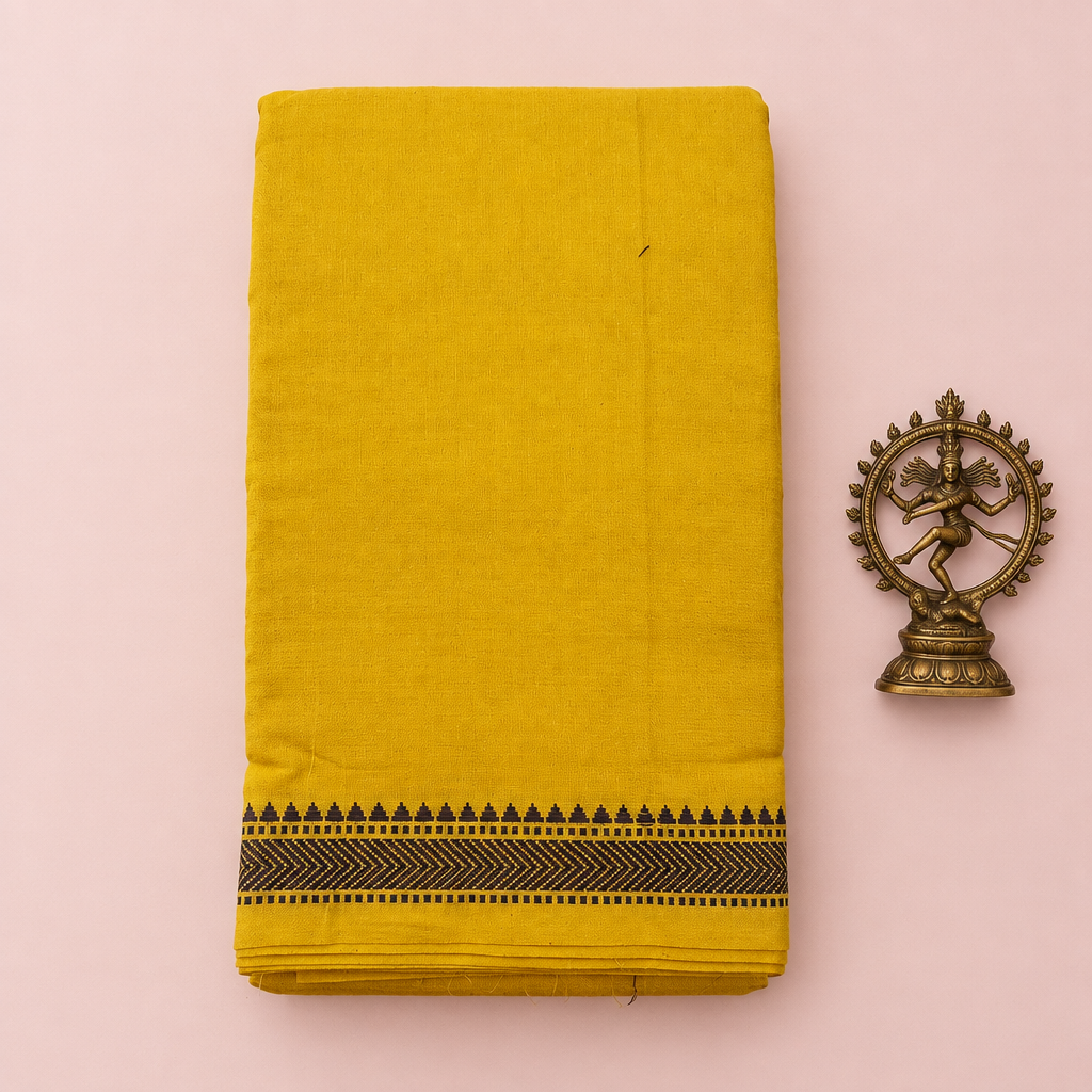 KUBERAN LEMON YELLOW COTTON DANCE SAREE