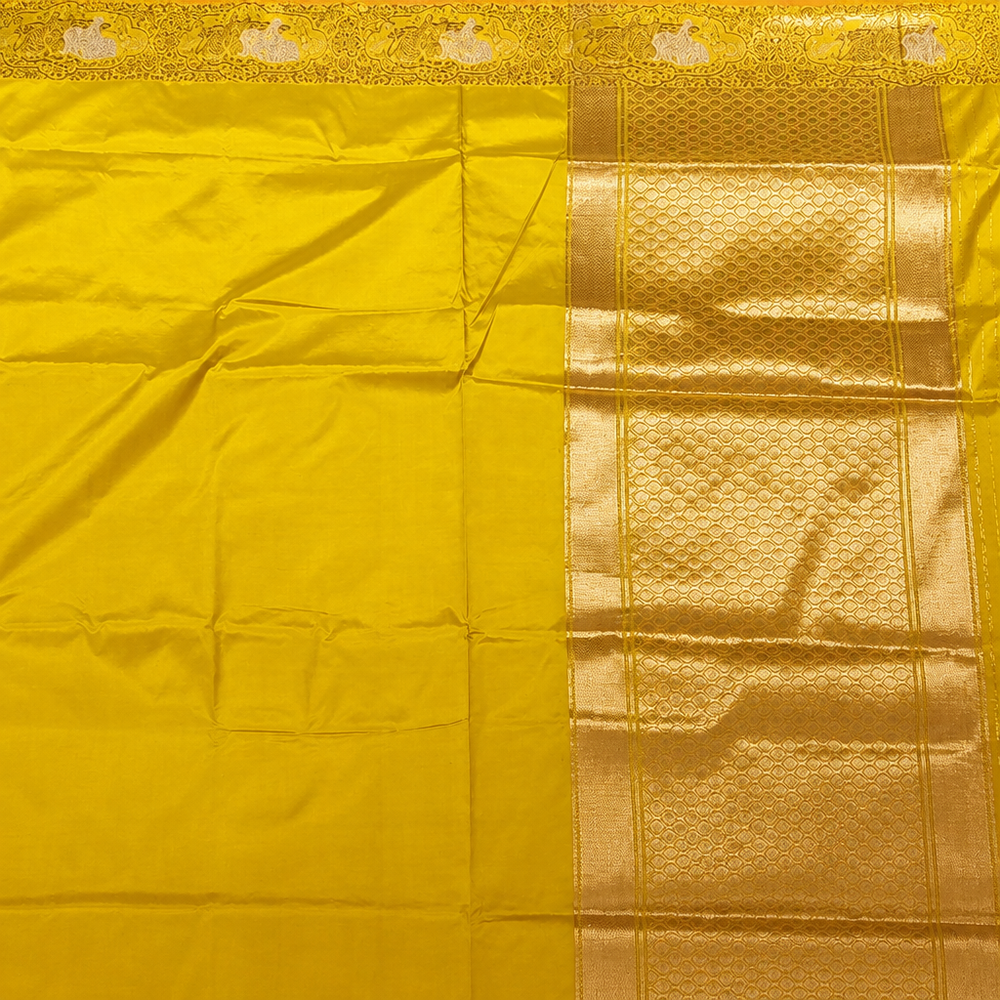 Yellow saree body-and-border preview
