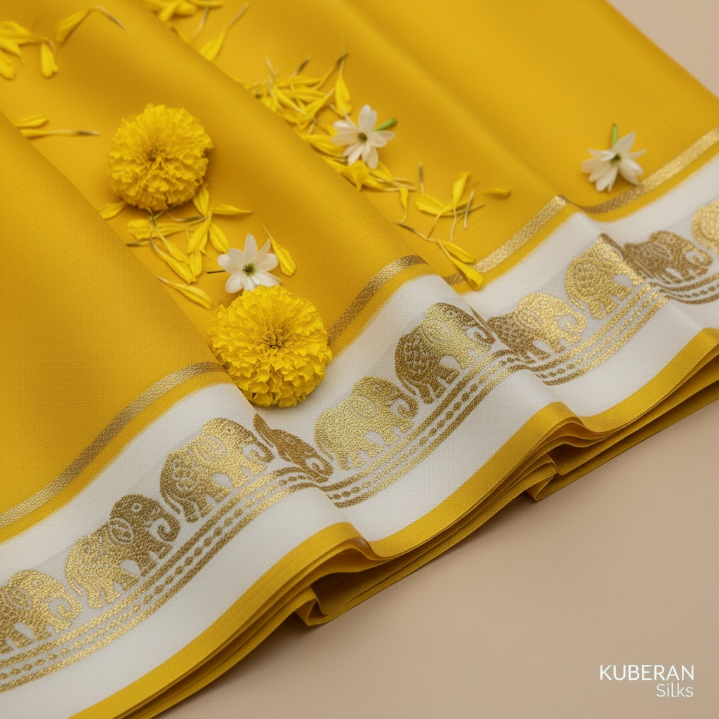 Kuberan Yellow Mysore Silk Saree
