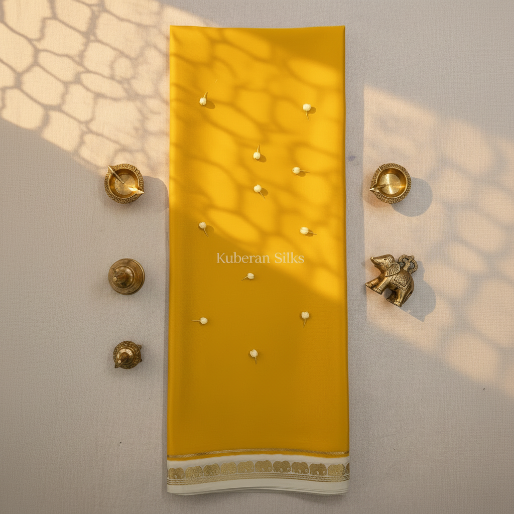 Kuberan Yellow Mysore Silk Saree