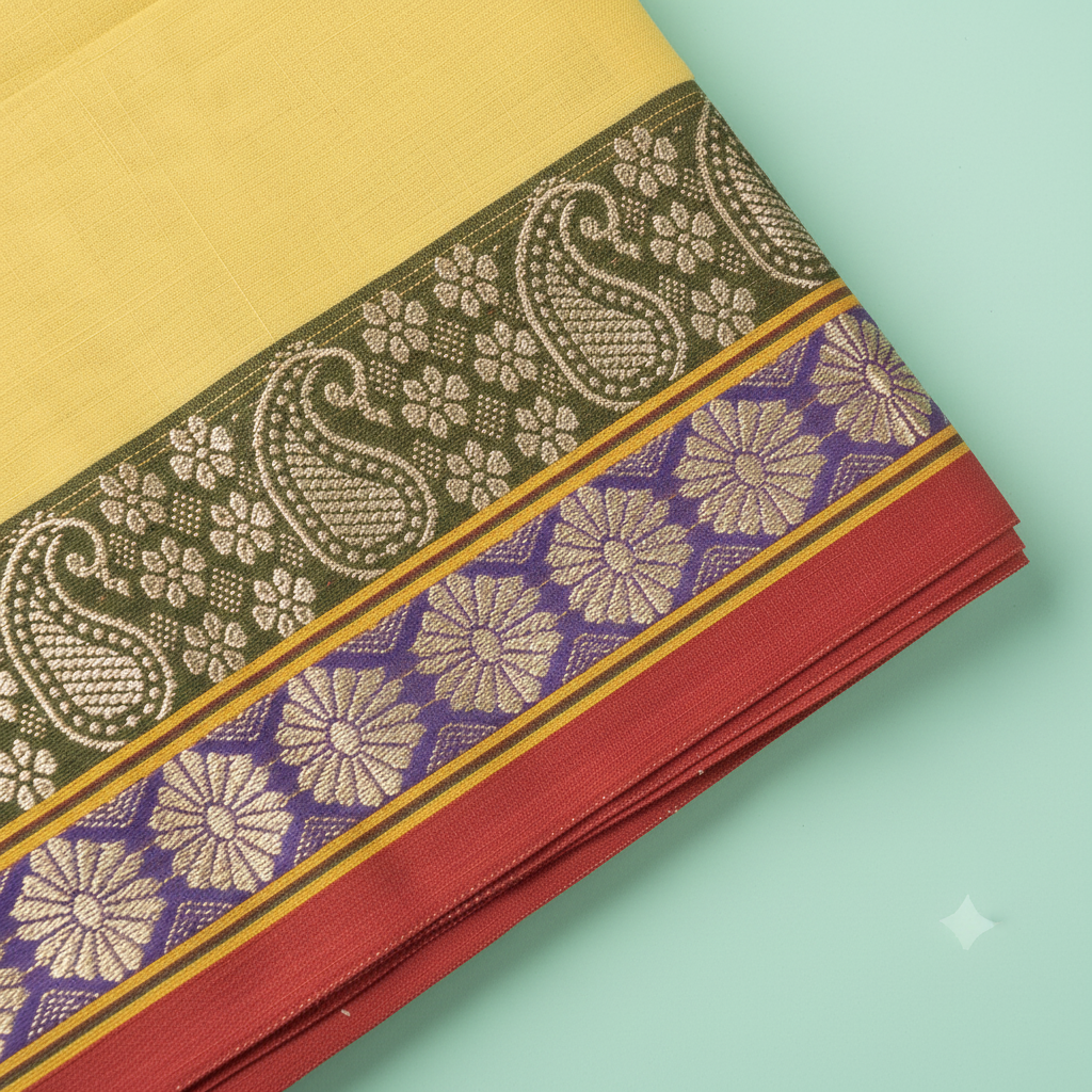 KUBERAN YELLOW COTTON SAREE