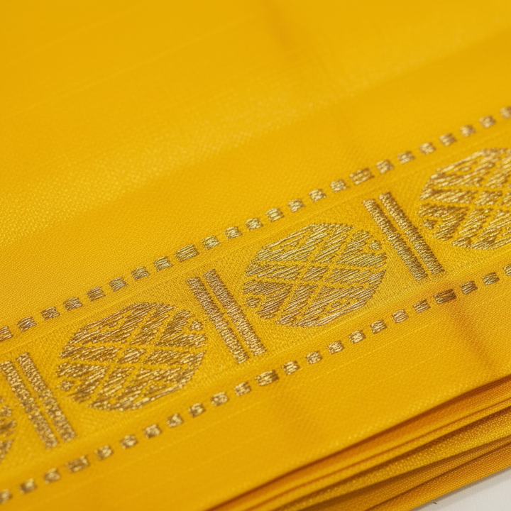 Kuberan Mango Yellow Pure Silk Dhoti