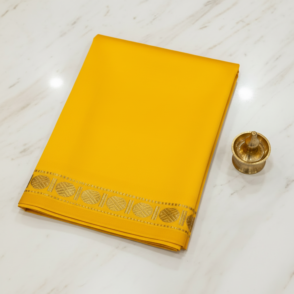 Kuberan Mango Yellow Pure Silk Dhoti