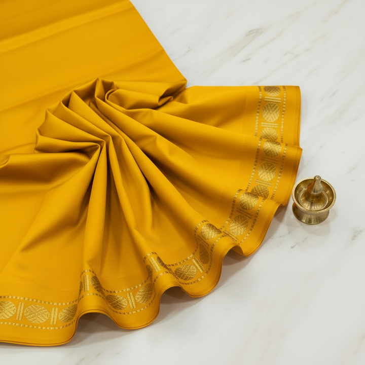 Kuberan Mango Yellow Pure Silk Dhoti