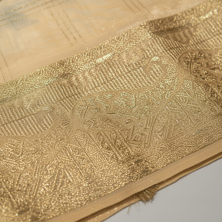 KUBERAN BEIGE CHIFFON PRINTED SAREE